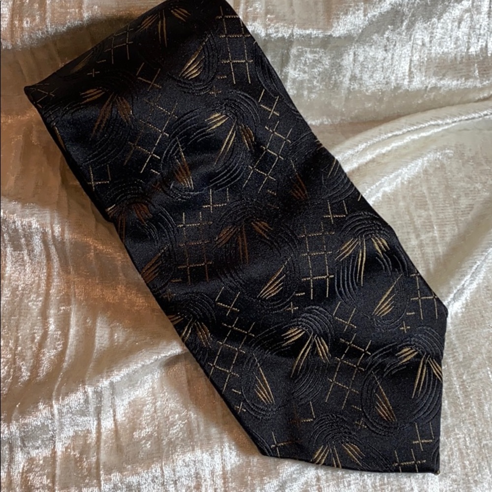 Audrey Buchner Black and Gold Tie Silk